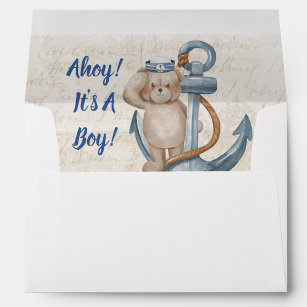 Ahoy it's a boy Nautical theme  Envelope