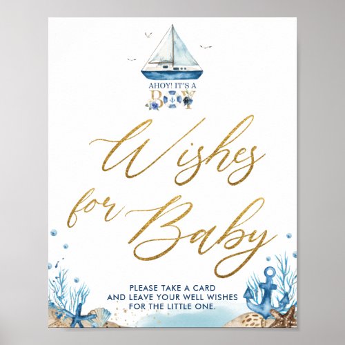 Ahoy Its a Boy Nautical Well Wishes for Baby Sign