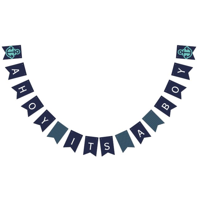 Ahoy Its A Boy  Navy Nautical Bunting Flags (All)
