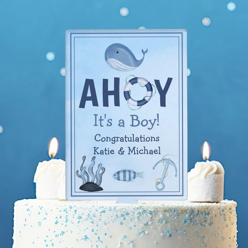 Ahoy Its a Boy Ocean Animals Coastal Baby Shower Cake Topper