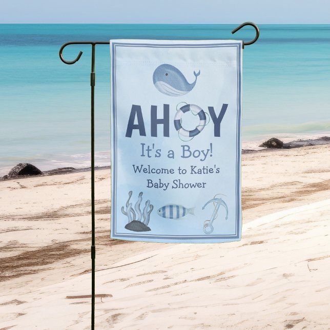 Ahoy It's a Boy Ocean Animals Coastal Baby Shower Garden Flag (Creator Uploaded)