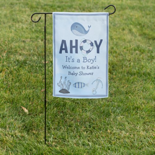 Ahoy Its a Boy Ocean Animals Coastal Baby Shower Garden Flag