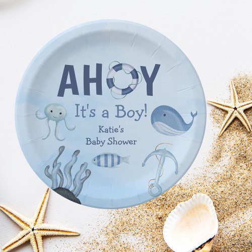 Ahoy Its a Boy Ocean Animals Coastal Baby Shower Paper Plates