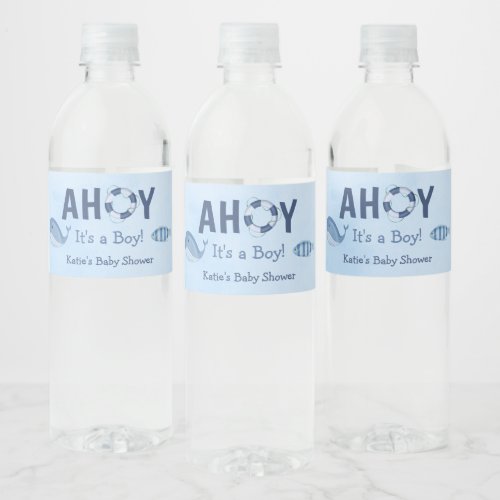 Ahoy Its a Boy Ocean Animals Coastal Baby Shower Water Bottle Label