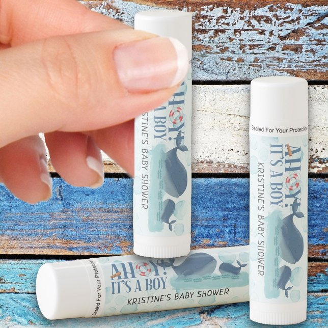 Ahoy it's a Boy Ocean Whale Baby Shower Favor Lip Balm (Boy Baby Shower favors from my Happy Whale collection. Message if you need different items.)