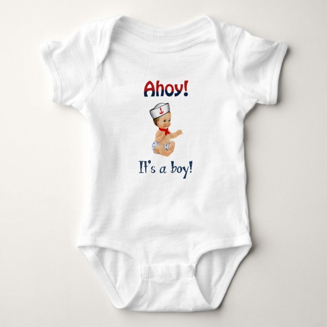 Ahoy It's a Boy One Piece T-Shirt Baby Bodysuit (Front)