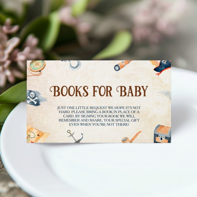 Ahoy It's A Boy Pirate Baby Shower Books For Baby Enclosure Card (Creator Uploaded)