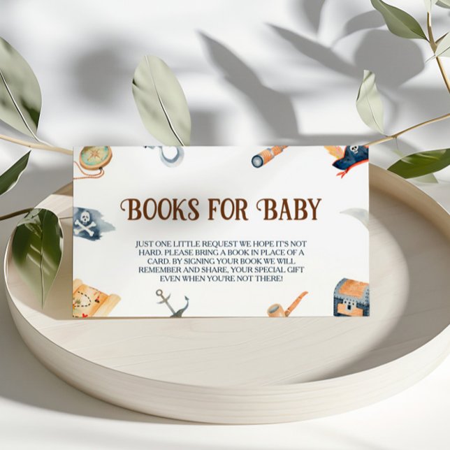 Ahoy It's A Boy Pirate Baby Shower Books For Baby Enclosure Card (Creator Uploaded)