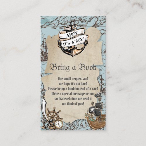 Ahoy Its a Boy Pirate Baby Shower Bring a Book Enclosure Card