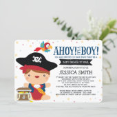 Ahoy It's A Boy Pirate Baby Shower by Mail Invitation (Standing Front)