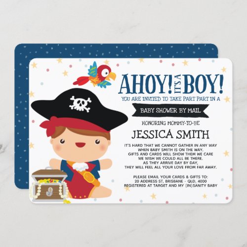 Ahoy Its A Boy Pirate Baby Shower by Mail Invitation