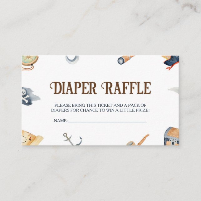 Ahoy It's A Boy Pirate Baby Shower Diaper Raffle Enclosure Card (Front)