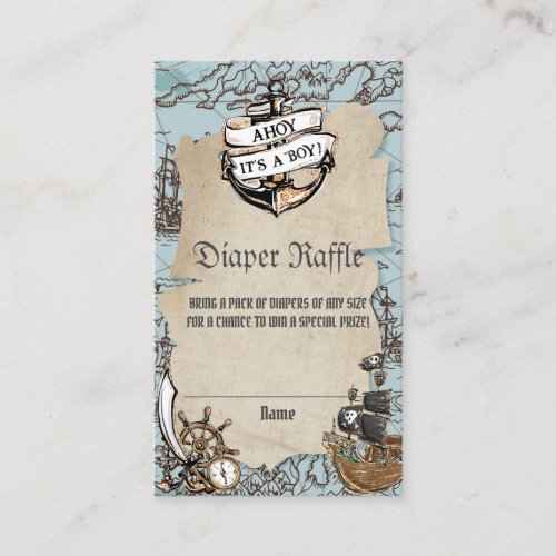 Ahoy Its a Boy Pirate Baby Shower Diaper Raffle Enclosure Card
