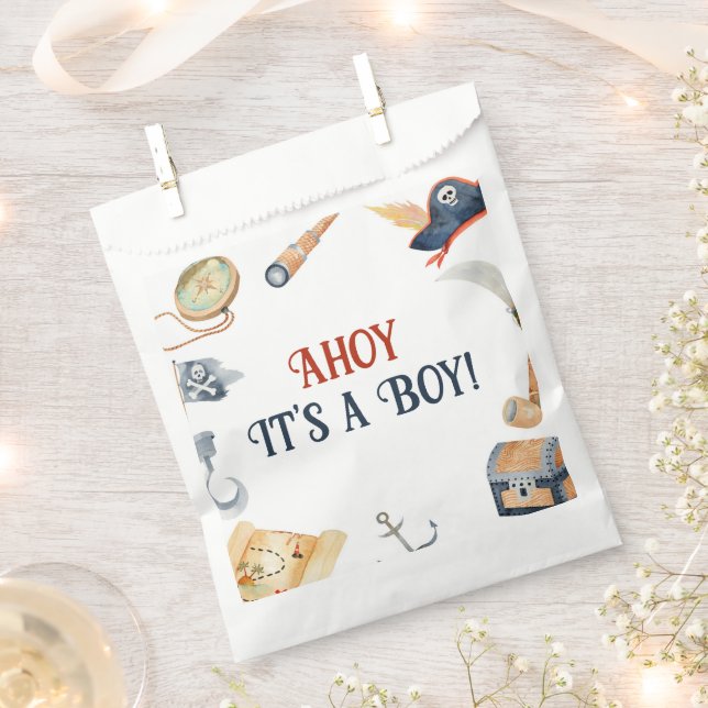 Ahoy It's A Boy Pirate Baby Shower Favor Bags (Clipped)