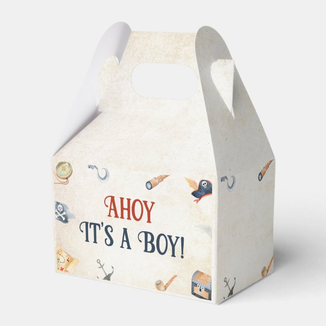 Ahoy It's A Boy Pirate Baby Shower Favor Boxes (Front Side)