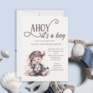 Ahoy its a Boy Pirate Baby Shower Invitation