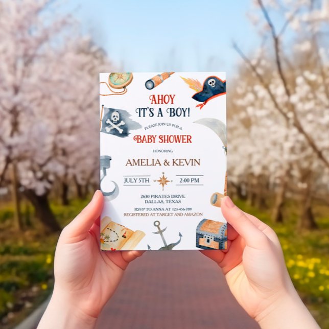 Ahoy It's A Boy Pirate Baby Shower Invitation (Creator Uploaded)