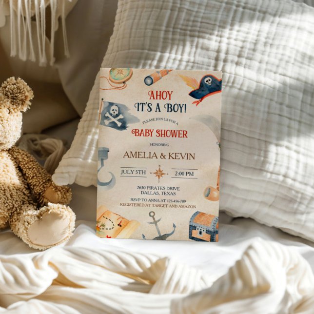 Ahoy It's A Boy Pirate Baby Shower Invitation (Creator Uploaded)