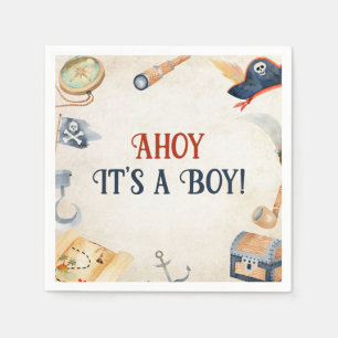 Ahoy It's A Boy Pirate Baby Shower Napkins