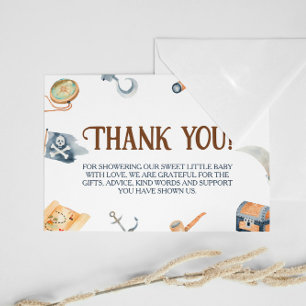 Ahoy It's A Boy Pirate Baby Shower Thank You Card