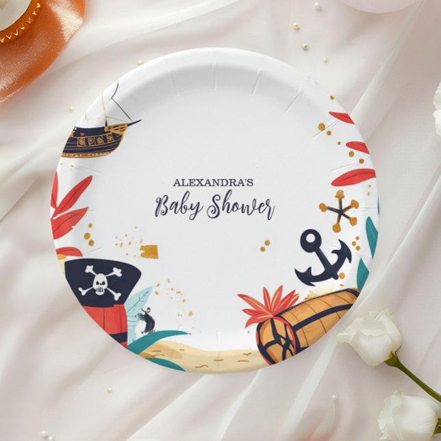 Ahoy Its a boy Pirate Ship Nautical Baby Shower Paper Plates (Creator Uploaded)