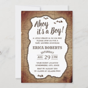 Ahoy It's a Boy Pirate Treasure Map Baby Shower Invitation