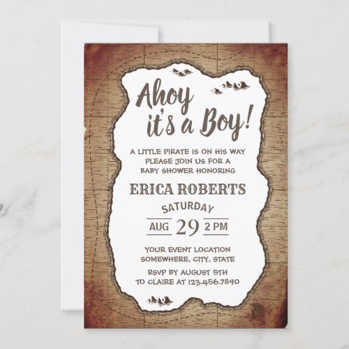 Ahoy Its a Boy Pirate Treasure Map Baby Shower Invitation