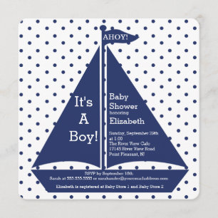 Ahoy! It's A Boy Sailboat Baby Shower Invitations