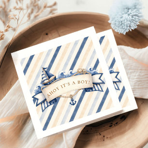 Ahoy It's a Boy Sailboat Banner Nautical Napkins