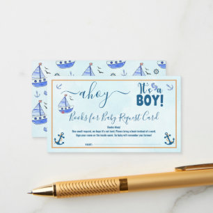 Ahoy it's a Boy Sailboat Nautical Baby Shower Enclosure Card