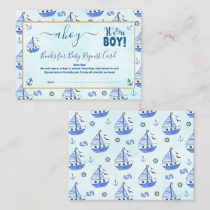 Ahoy it's a Boy Sailboat Nautical Baby Shower  Enclosure Card