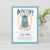 Ahoy It's A Boy Sailor Bear Baby Shower Invitation (Standing Front)