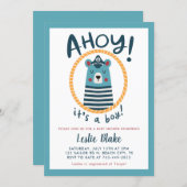 Ahoy It's A Boy Sailor Bear Baby Shower Invitation (Front/Back)