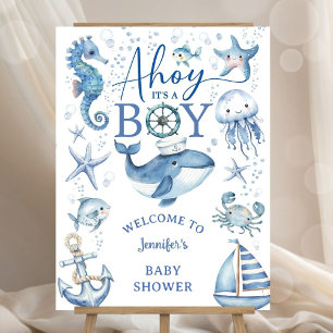 Ahoy Its a Boy Sailor Nautical Baby Shower Welcome Foam Board