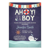 Ahoy It's A Boy Shower Invitation Ocean Nautical