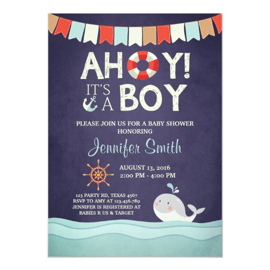 Ahoy It's A Boy Shower Invitation Ocean Nautical | Zazzle.com