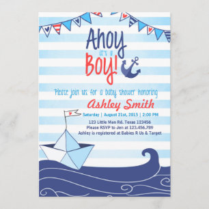 Ahoy It's A Boy Shower Invitation Ocean Nautical
