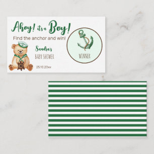 Ahoy its a boy teddy bear baby shower enclosure card