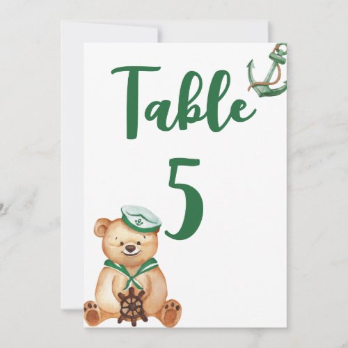 Ahoy its a boy teddy bear baby shower table number
