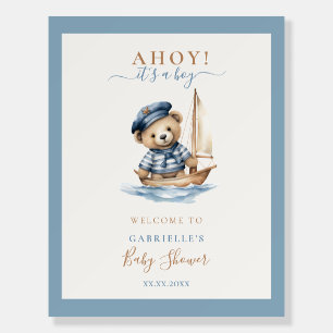 "ahoy it's a boy" Teddy Bear Baby Shower Welcome Foam Board