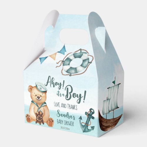 Ahoy its a boy teddy bear nautical baby shower favor boxes