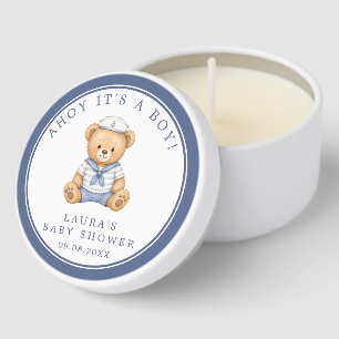 Ahoy Its a Boy Teddy Bear Nautical Baby Shower Mini Candle Favors
