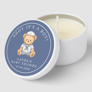 Ahoy Its a Boy Teddy Bear Sailor Baby Shower Blue Mini Candle Favors