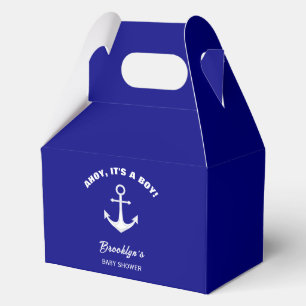 Ahoy Its A Boy Trendy Baby Shower Navy Blue White Favor Boxes