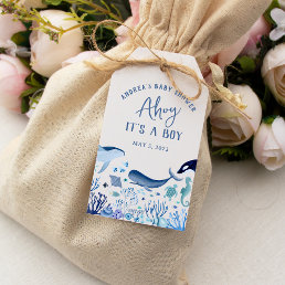 Ahoy It&#39;s a Boy Under Sea Baby Shower Thank you Gift Tags