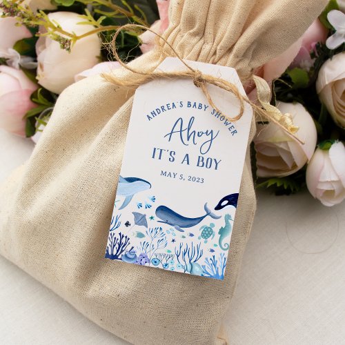 Ahoy Its a Boy Under Sea Baby Shower Thank you Gift Tags