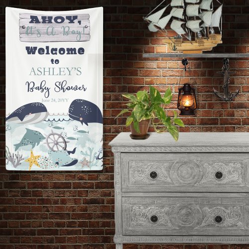 Ahoy Its A Boy Under the Sea Baby Shower Banner