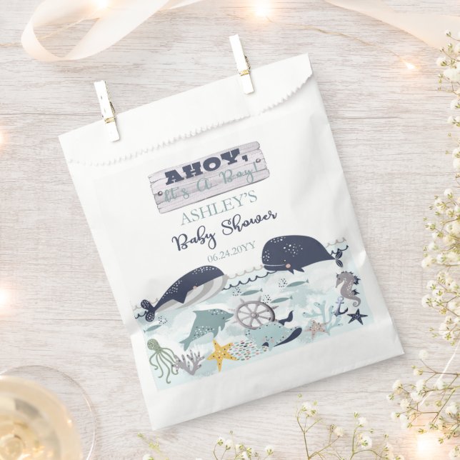 Ahoy It's A Boy Under the Sea Baby Shower Favor Bag (Clipped)