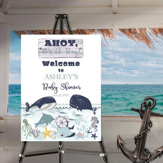 Ahoy It's A Boy Under the Sea Baby Shower Foam Board (Creator Uploaded)