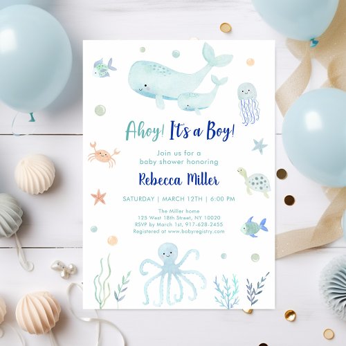 Ahoy Its A Boy Under the Sea Baby Shower Invitation